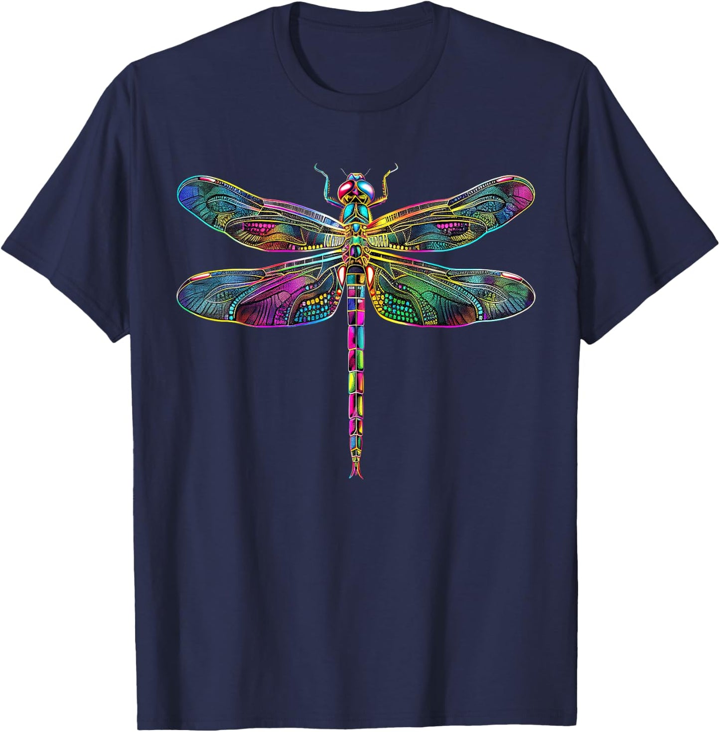 Dragonfly Flying Insects Colorful Wings Cute Dragonflies T-Shirt - T-Shirt | Navy