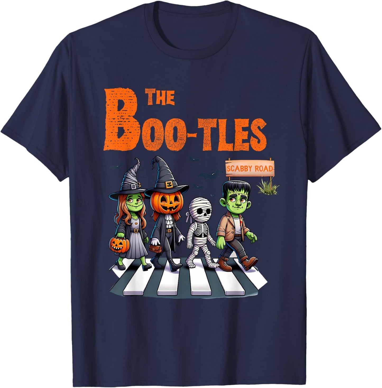 Groovy Funny The Boo-tles Spooky Halloween Trick or Treat T-Shirt - T-Shirt | Navy