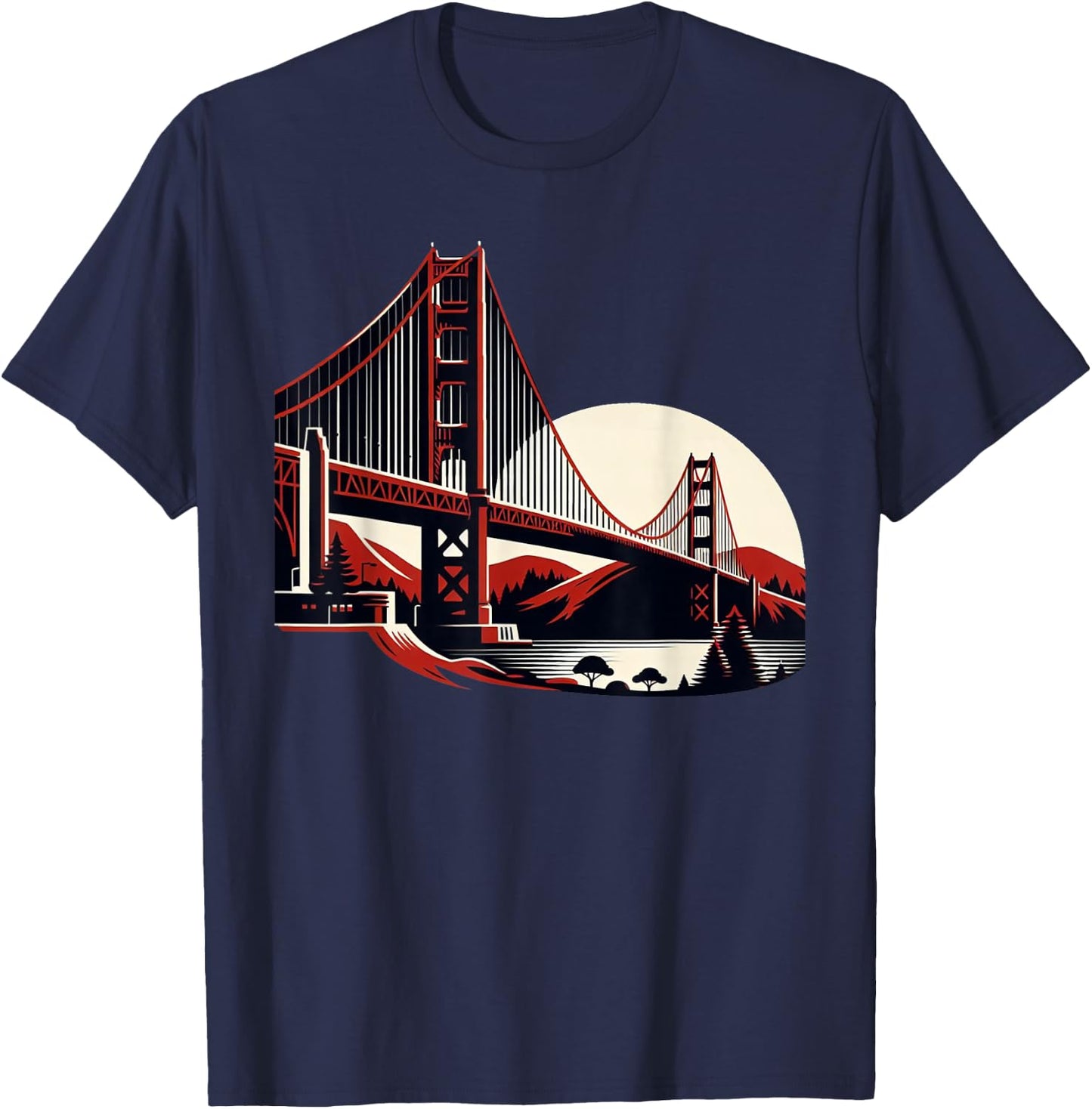 Golden Gate Bridge San Francisco California USA Golden Gate T-Shirt - T-Shirt | Navy