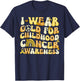 I Wear Gold For Childhood Cancer Awareness Groovy T-Shirt - T-Shirt | Navy