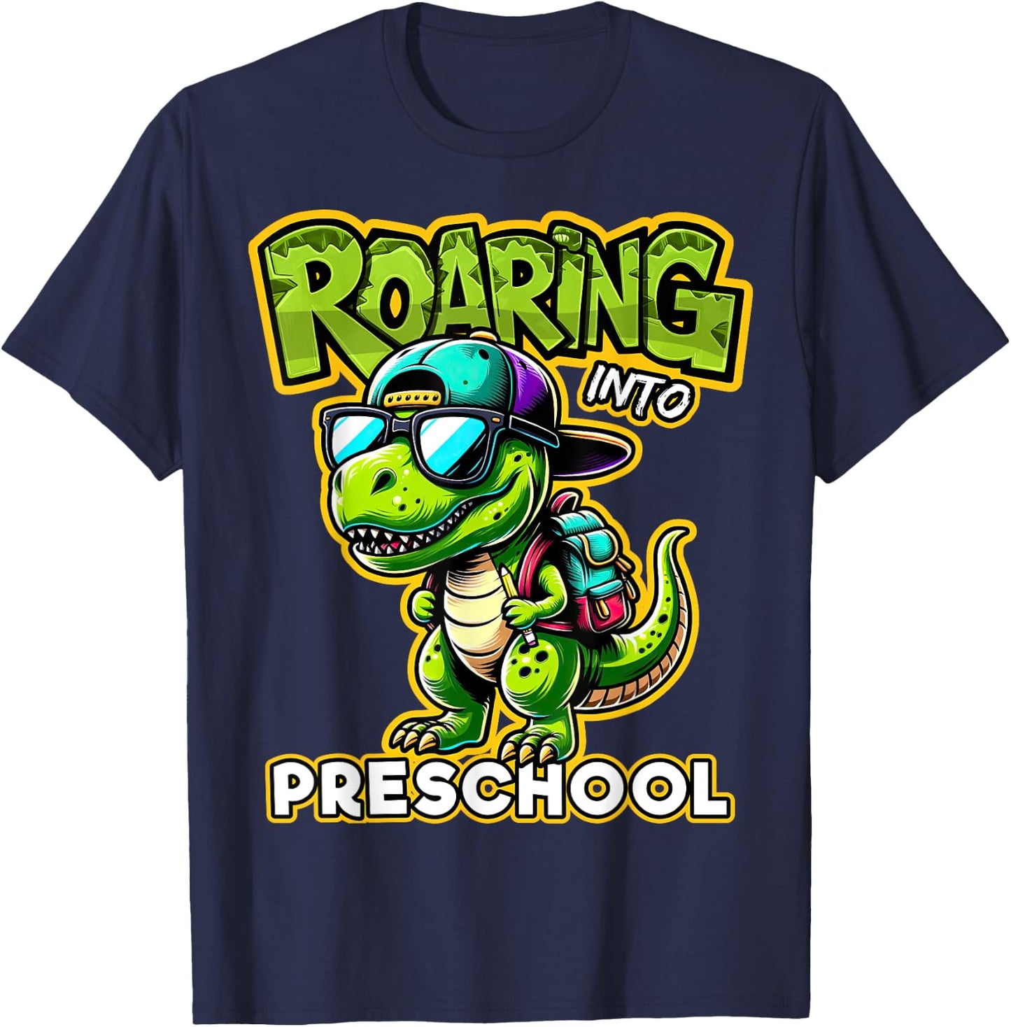 Back to School Preschool Dinosaur First Day of School Boy T-Shirt - T-Shirt | Navy