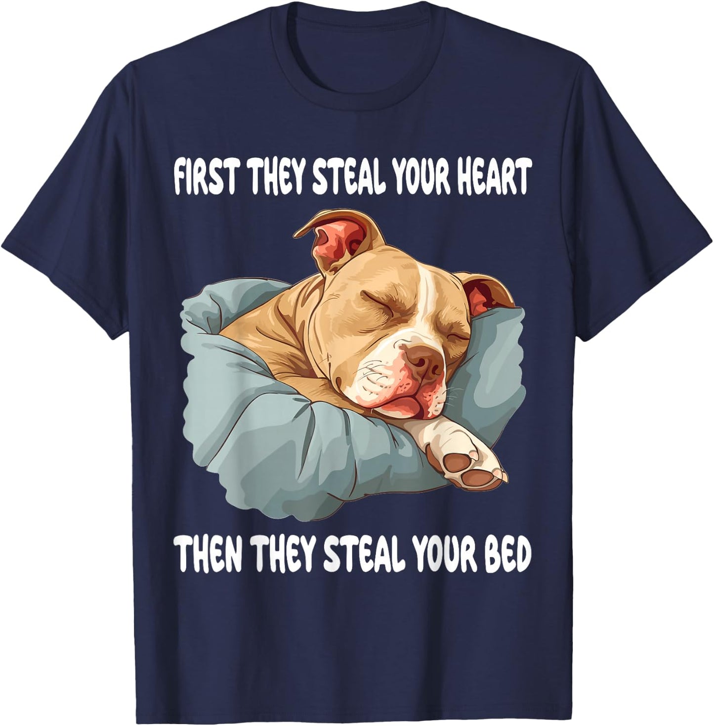 Pitbull Sleeping Pajamas Nightgown T-Shirt - T-Shirt | Navy