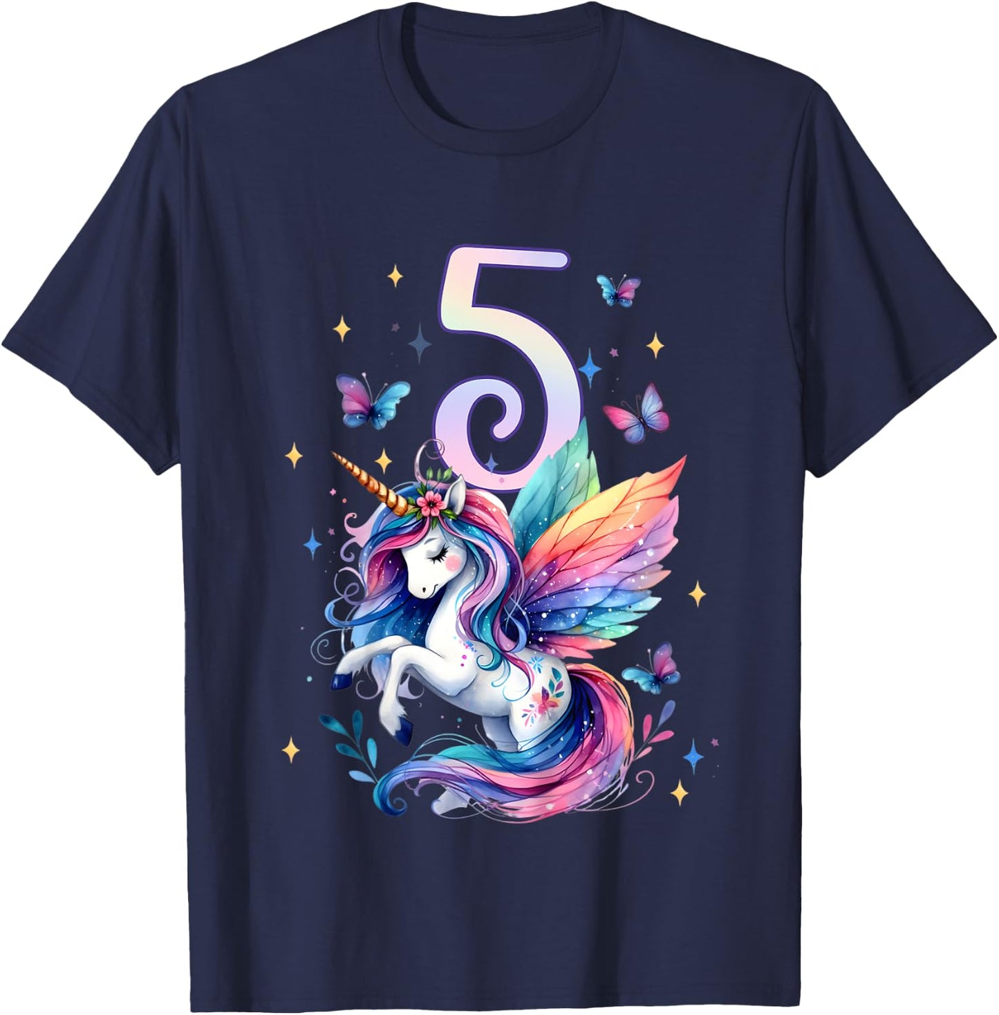 Kids 5th Birthday Unicorn 5 Years Old Five Finally 5 Birthday T-Shirt - T-Shirt | Navy