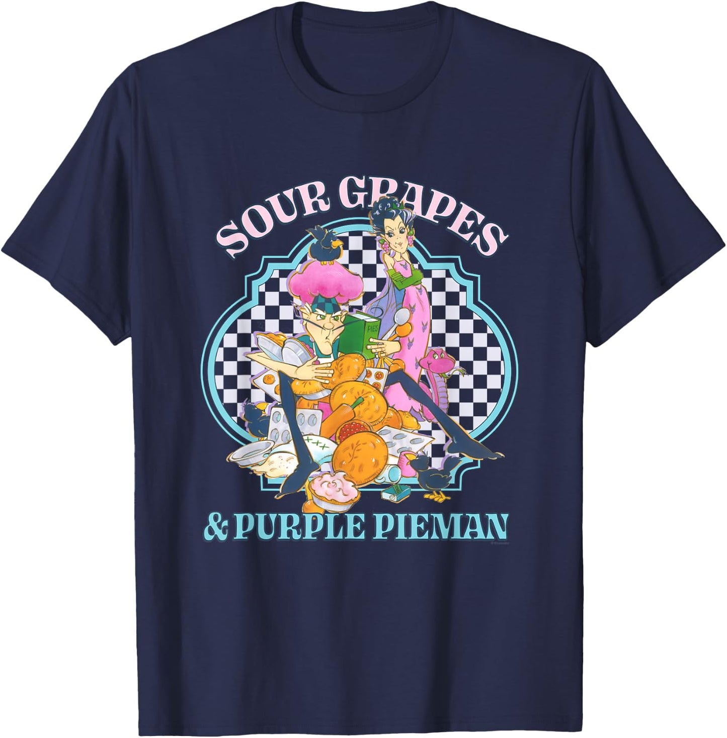 Strawberry Shortcake Sour Grapes & Purple Pieman Retro Logo T-Shirt - T-Shirt | Navy