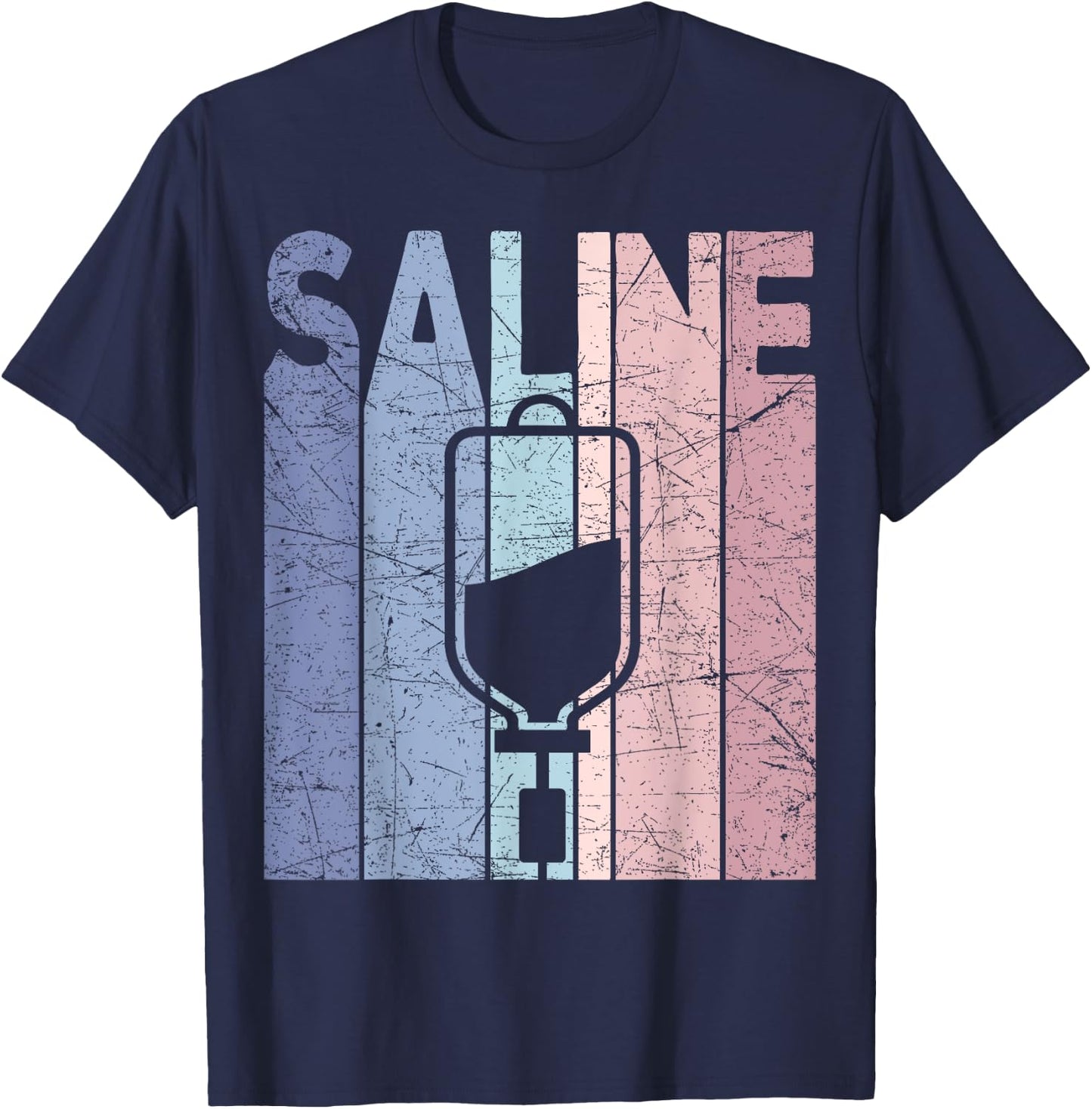 Saline Vintage Nurse Saline Retro Nursing T-Shirt - T-Shirt | Navy