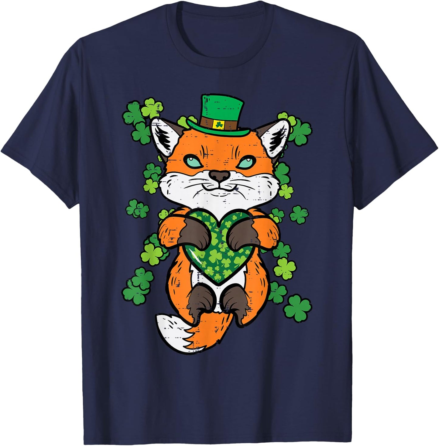 St Patricks Day Fox Saint Pattys Paddys Irish Women Kids Men T-Shirt - T-Shirt | Navy