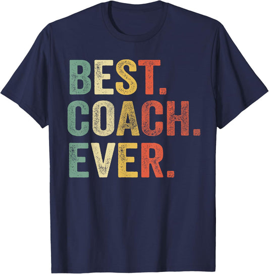 Best Coach Ever Gifts Funny Retro Vintage Style Coaching T-Shirt - T-Shirt | Navy