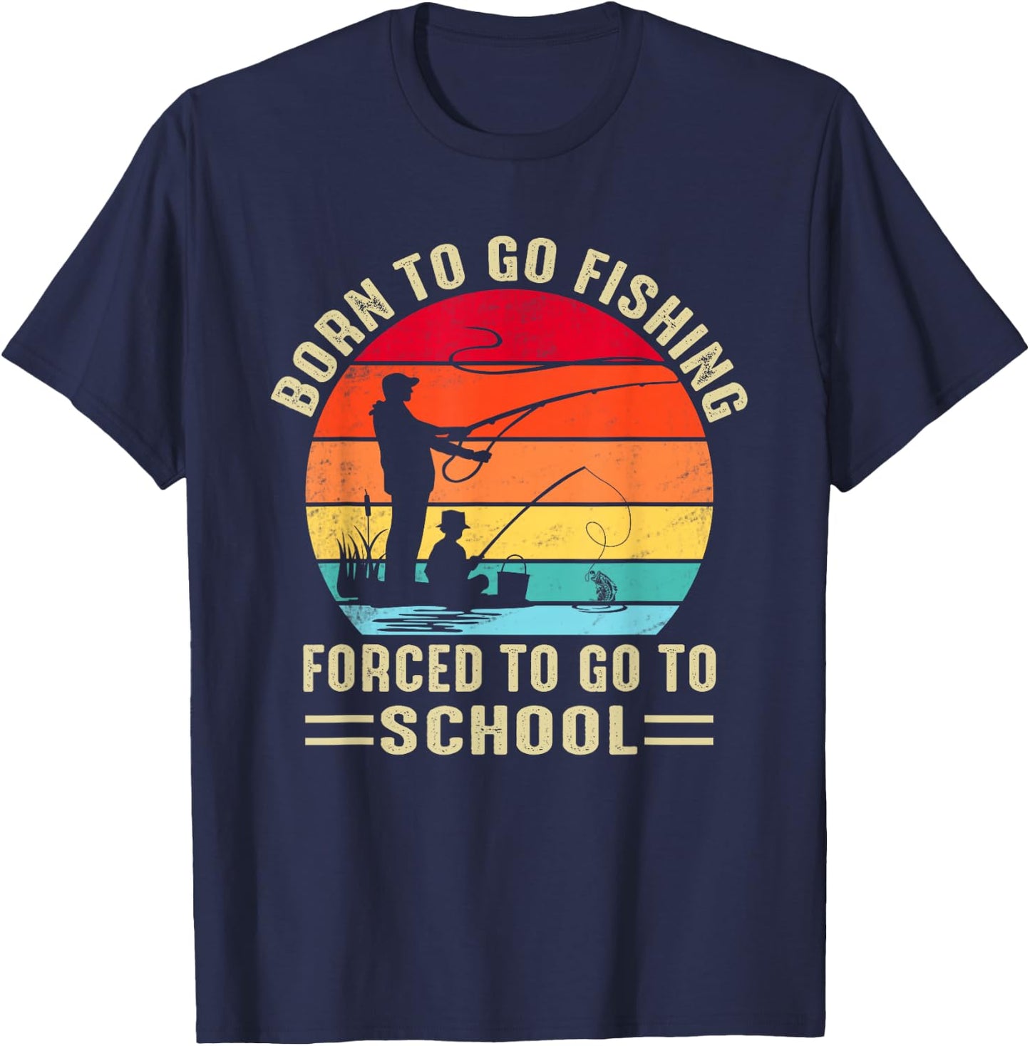 Funny Born To Go Fishing Bass Fish Fisherman Boys T-Shirt - T-Shirt | Navy