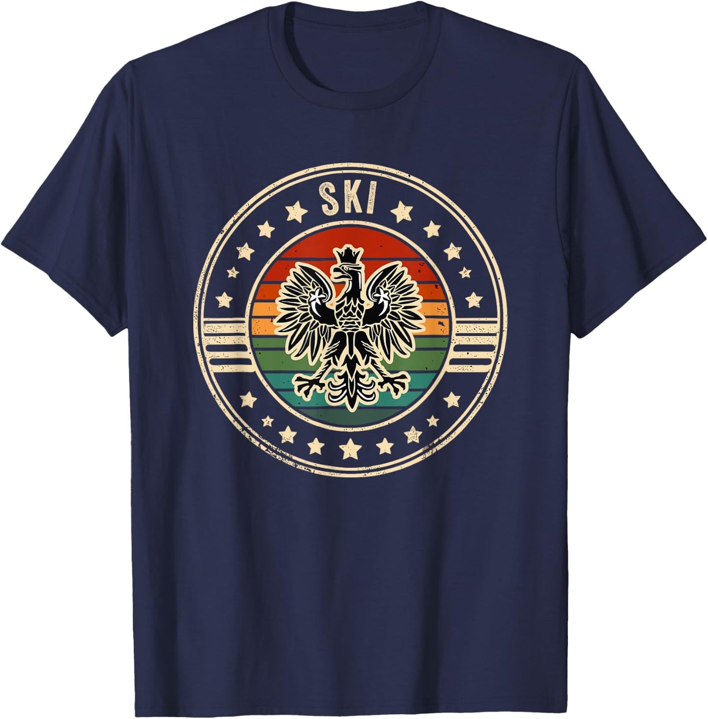 Ski Polish Surname Poland Heritage Polski Eagle Dyngus Day T-Shirt - T-Shirt | Navy