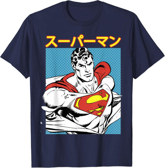 DC Comics Superman Kanji Comic Portrait T-Shirt - T-Shirt | Navy