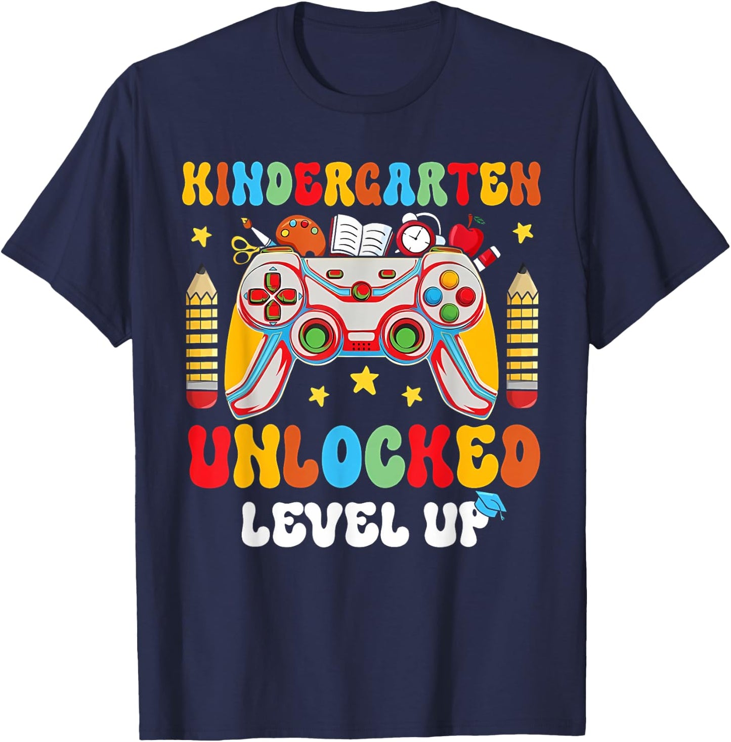 Kindergarten level up unlocked First Day of School Game Boys T-Shirt - T-Shirt | Navy