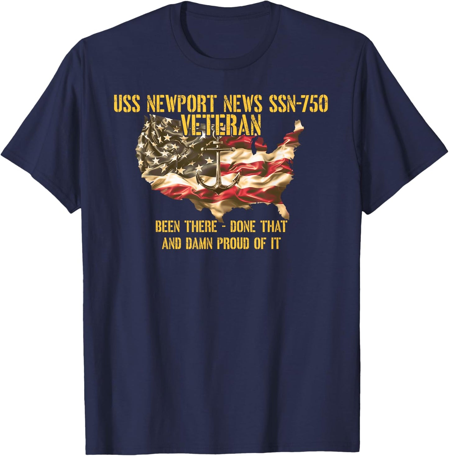 Vintage USS Newport News SSN-750 Attack Submarine Veteran T-Shirt - T-Shirt | Navy