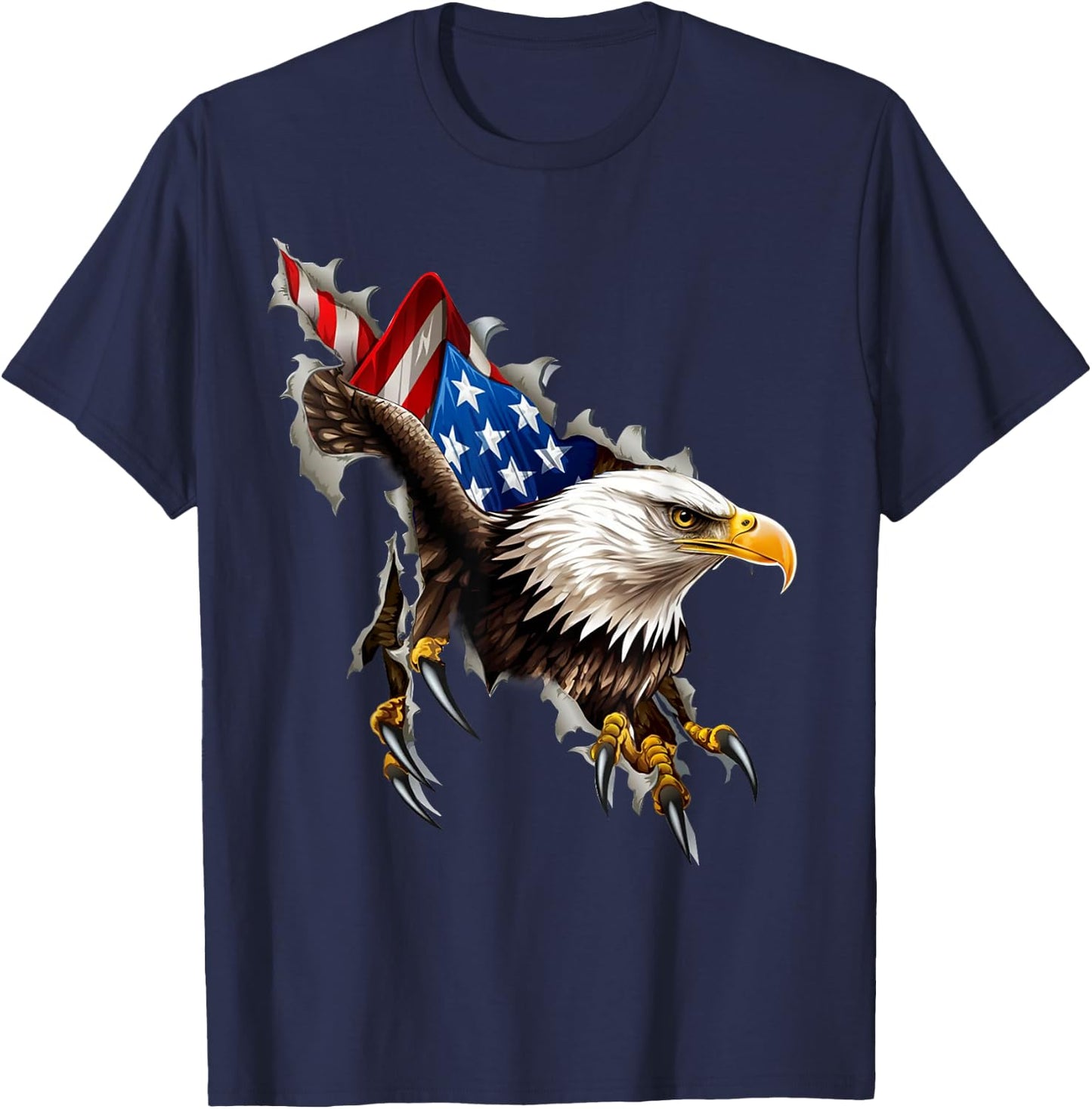 Eagle Flag American USA Patriotic 4th of July Bald Eagle T-Shirt - T-Shirt | Navy