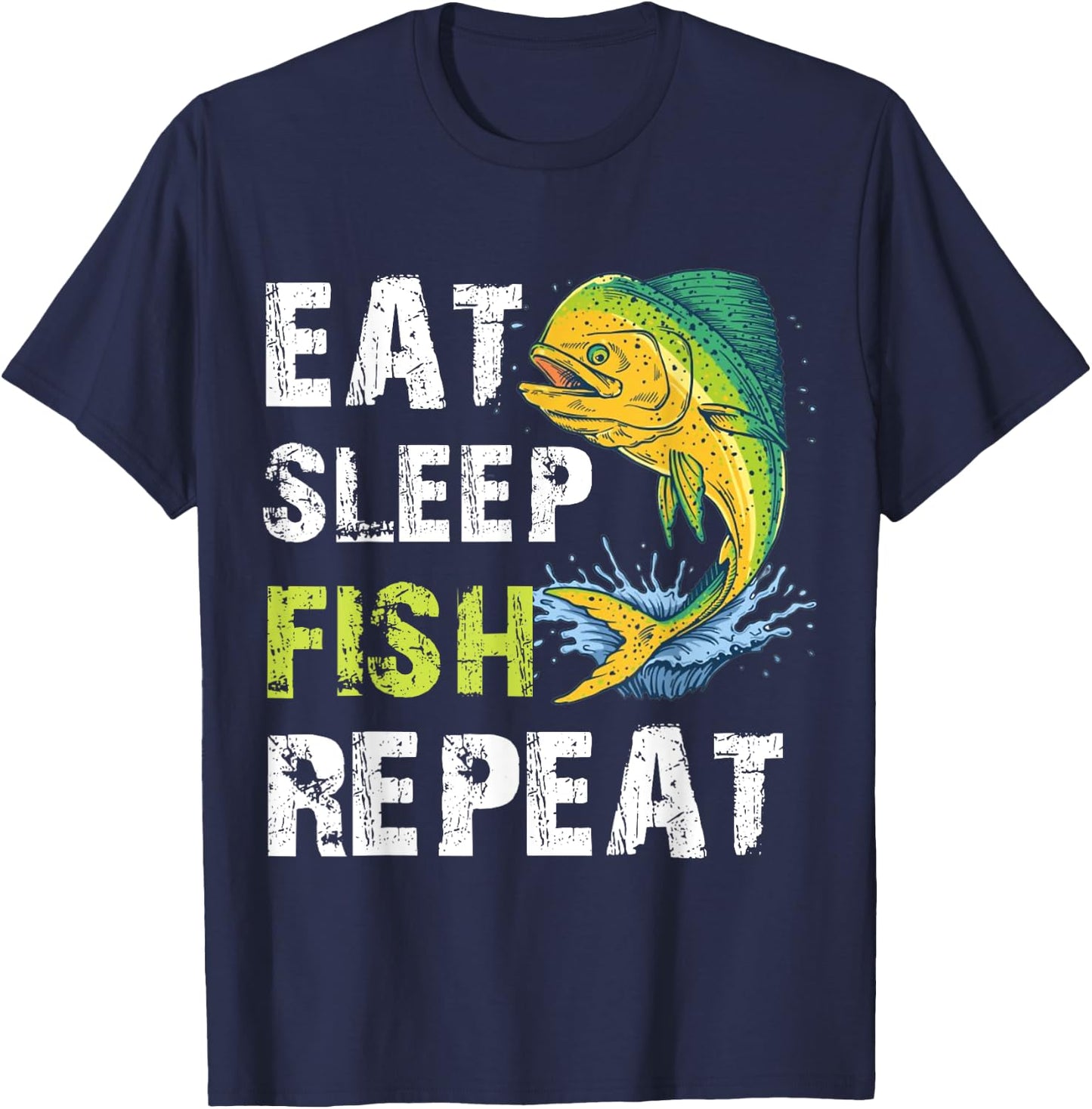 Eat Sleep Fish Repeat T-Shirt - T-Shirt | Navy