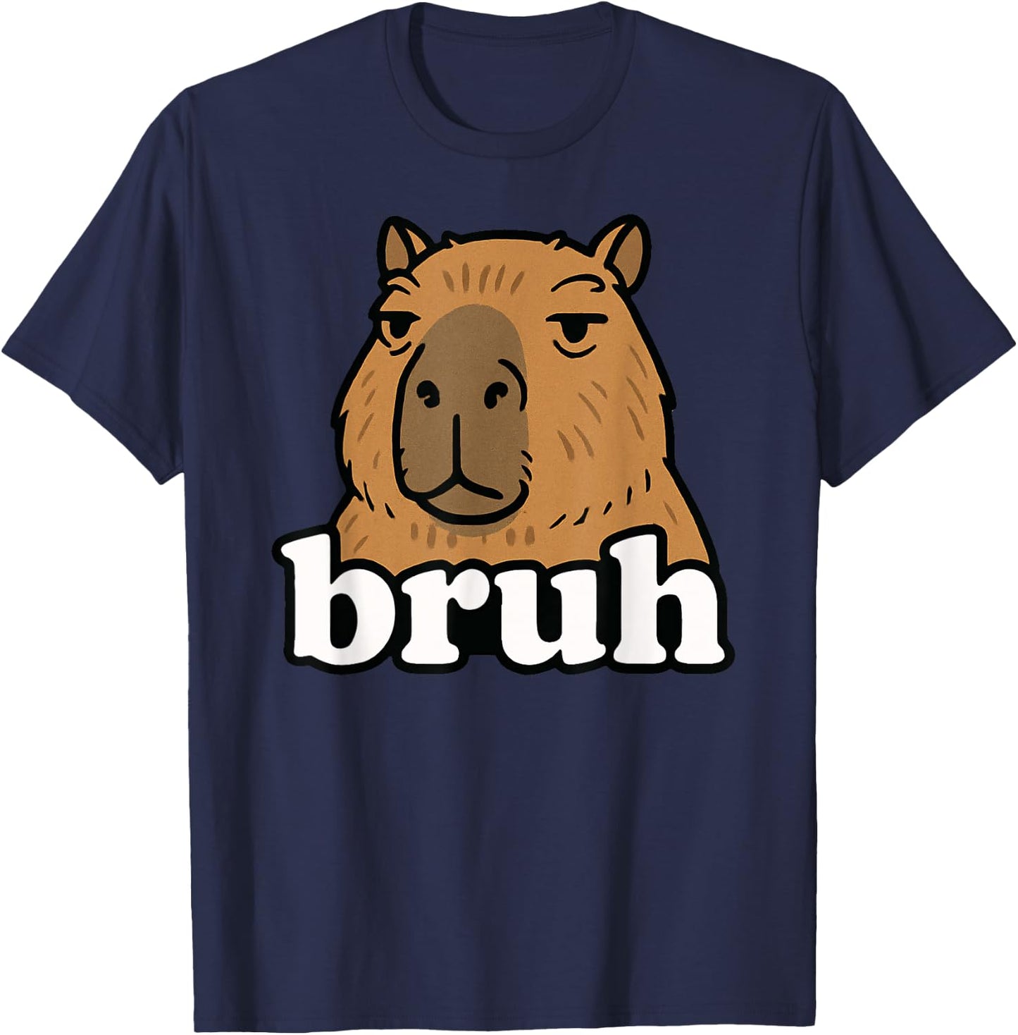 Funny Capybara Bruh Meme Humor Animal Lover Boys Girls Kids T-Shirt - T-Shirt | Navy