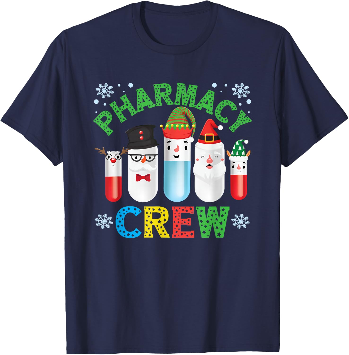 Funny Pharmacy Crew Christmas Pharmacist Gift T-Shirt - T-Shirt | Navy
