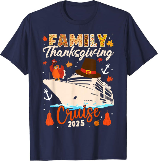 Matching Autumn Cruise Squad Family Thanksgiving Cruise 2025 T-Shirt - T-Shirt | Navy