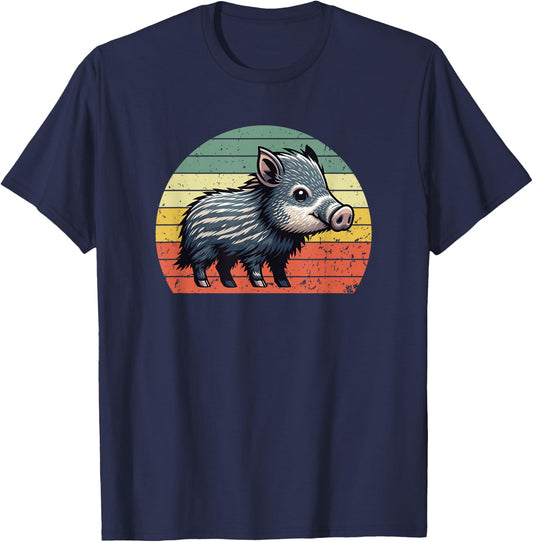Javelina on a Vintage Sunset, Javelina T-Shirt - T-Shirt | Navy