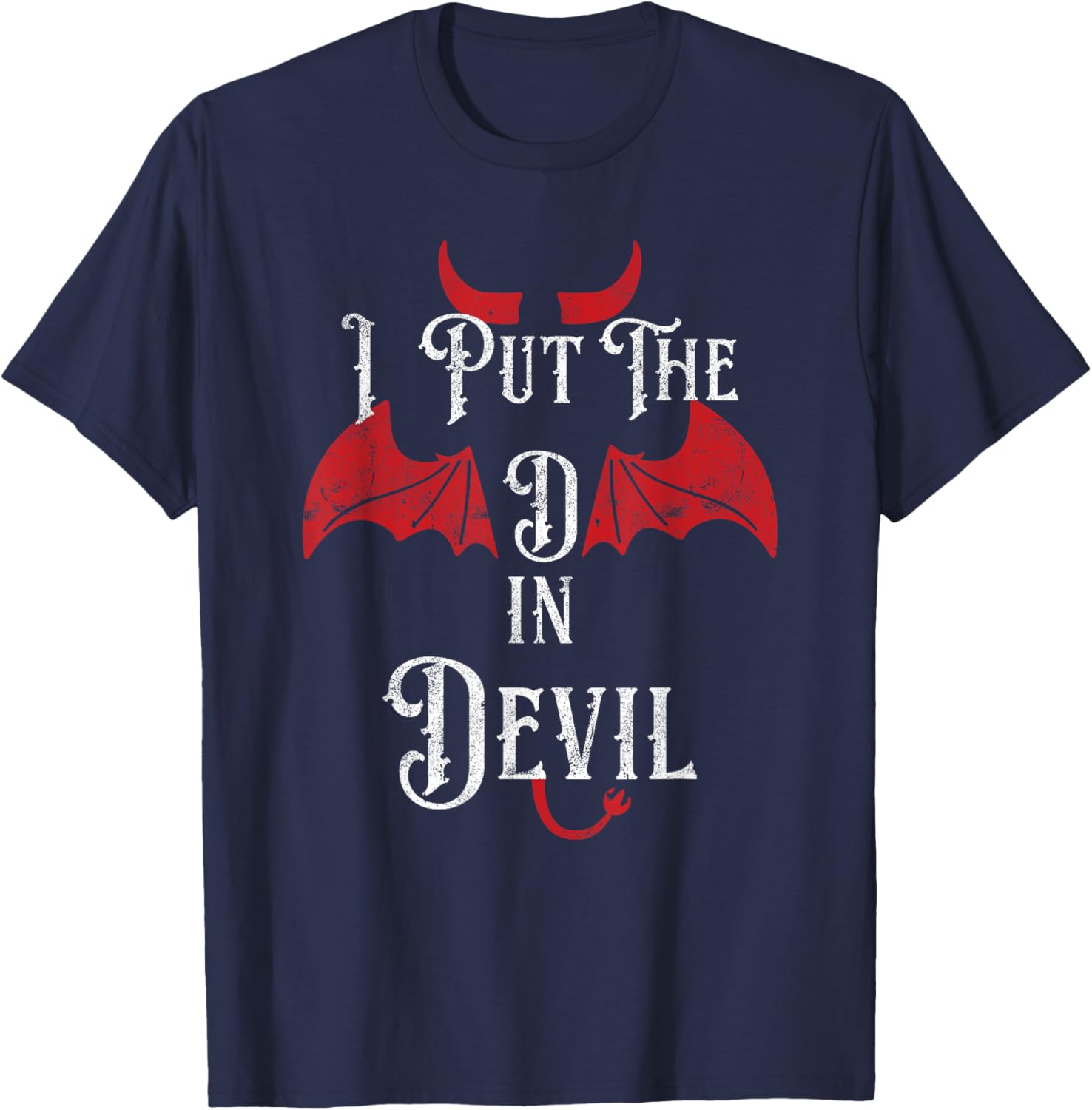I Put the D in Devil Funny Halloween Matching Couple T-Shirt - T-Shirt | Navy