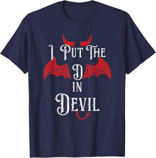 I Put the D in Devil Funny Halloween Matching Couple T-Shirt - T-Shirt | Navy
