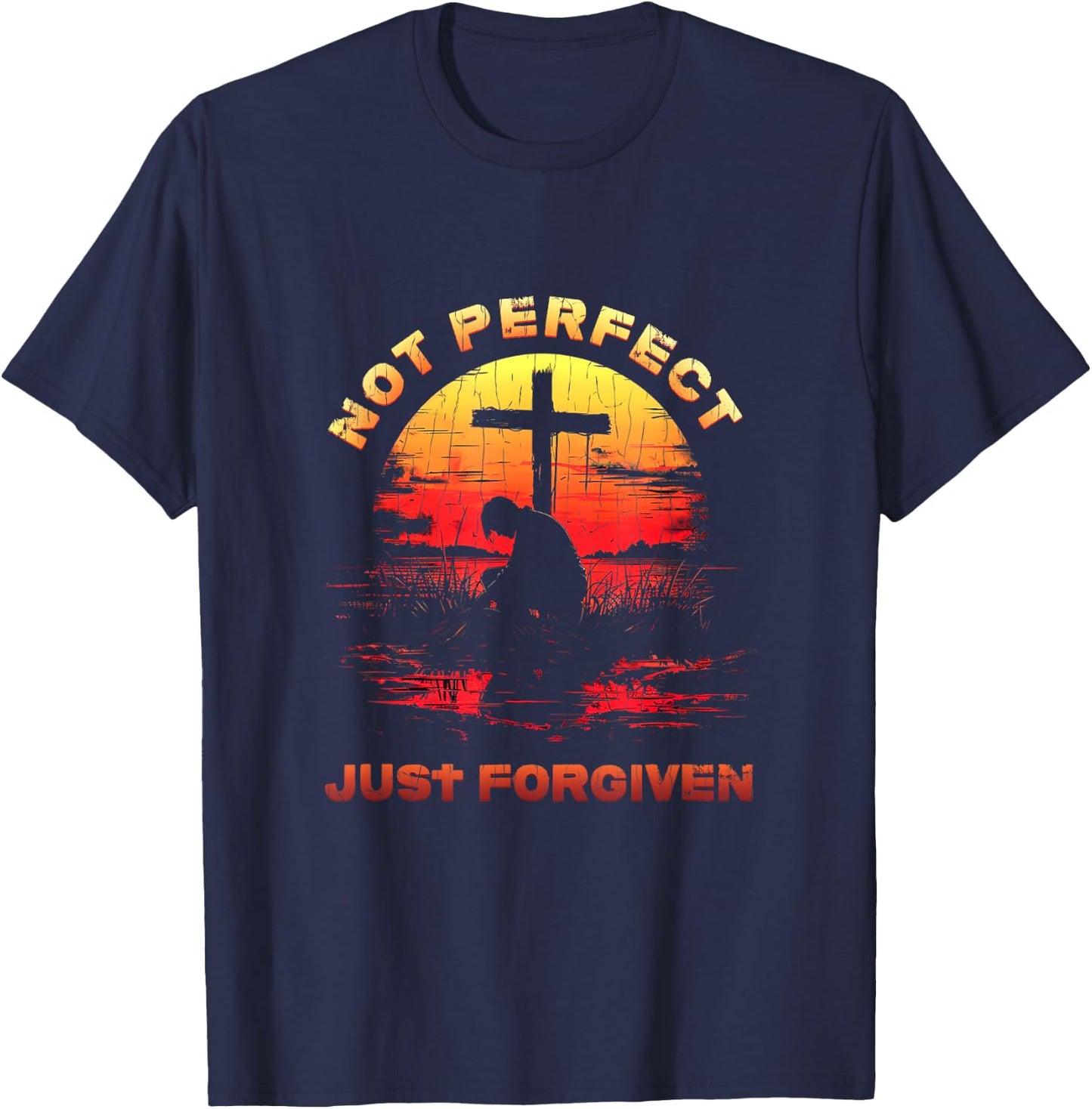 Not Perfect Just Forgiven Shirt - Christian T-Shirt - T-Shirt | Navy