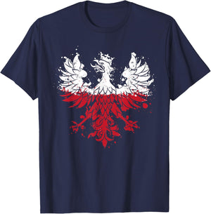 POLISH Eagle, Poland Pride, White Red Flag, Novelty T-Shirt - T-Shirt | Navy