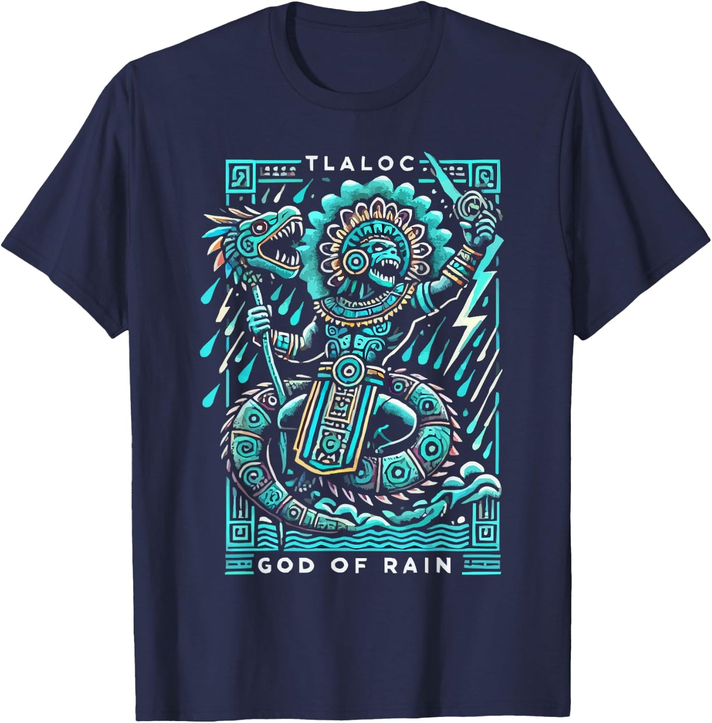 Aztec God Aztec Culture Mayan Indigenous Tlaloc Statue T-Shirt - T-Shirt | Navy