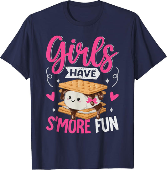 Camping Smores Girls have S'more Fun Cute Kawaii Smores T-Shirt - T-Shirt | Navy