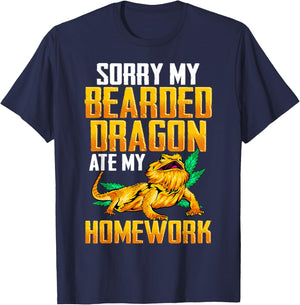 My Bearded Dragon Ate My Homework Shirt Funny Bearded Dragon T-Shirt - T-Shirt | Navy