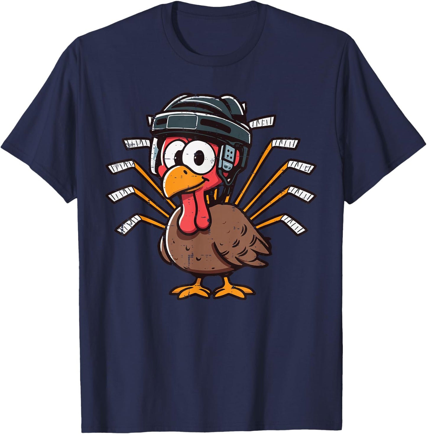 Thanksgiving Ice Hockey Turkey Day Sport Men Boys Kids Youth T-Shirt - T-Shirt | Navy
