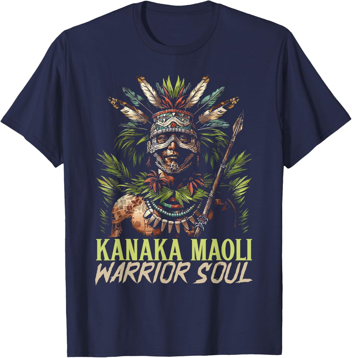 Kanaka Maoli Warrior Native Hawaiian Islands Hawaii Flag T-Shirt - T-Shirt | Navy