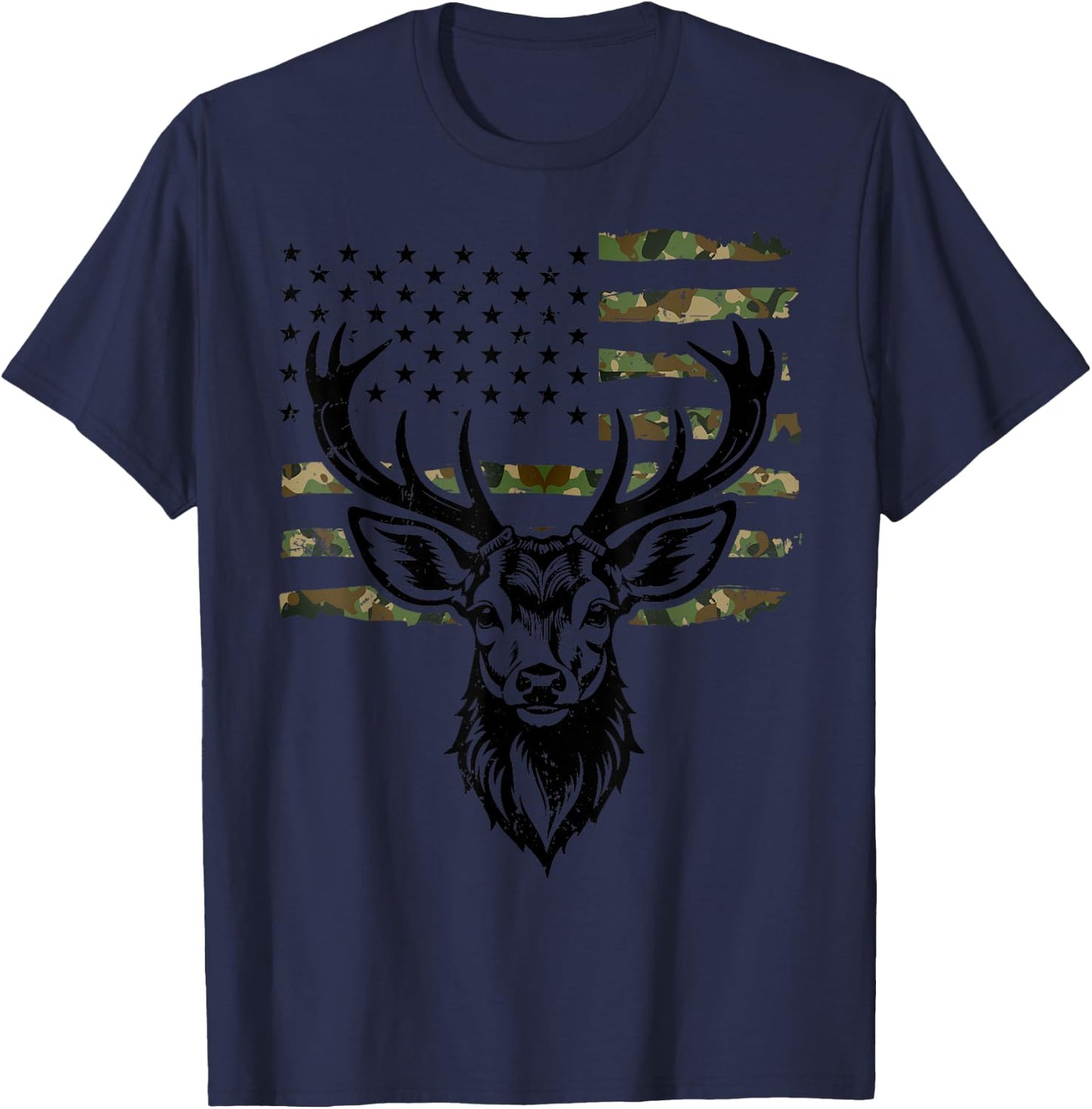 American flag deer hunting USA hunt vintage design for dad T-Shirt - T-Shirt | Navy