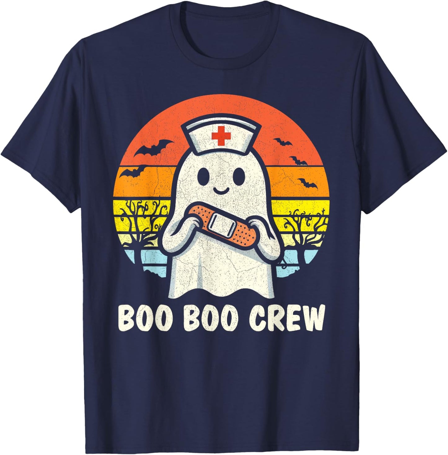 Boo Boo Crew Halloween Nurse Shirts Women Ghost Halloween T-Shirt - T-Shirt | Navy