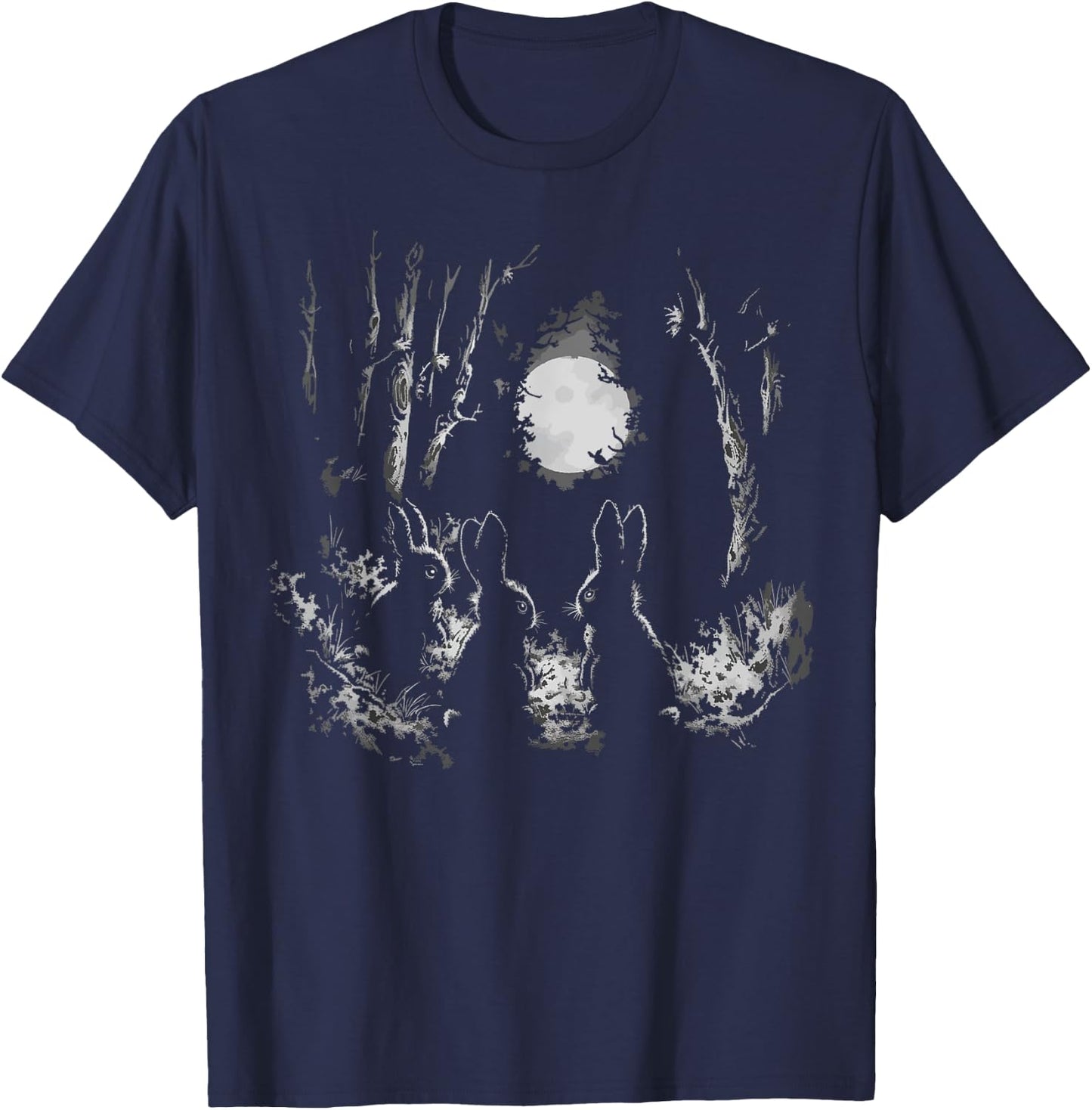 Bunny Rabbits Alt Goth Dark Grunge Creepy Cute Horror Forest T-Shirt - T-Shirt | Navy