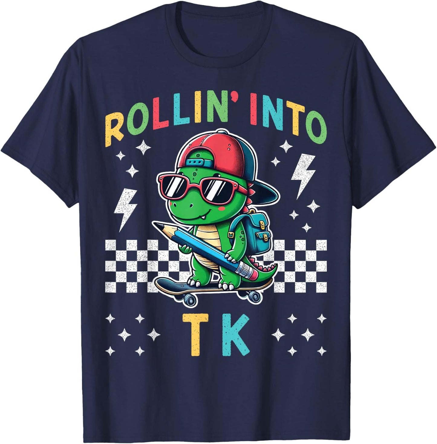 Rollin Into TK Dinosaur First Day of TK Kid I’m Ready for TK T-Shirt - T-Shirt | Navy