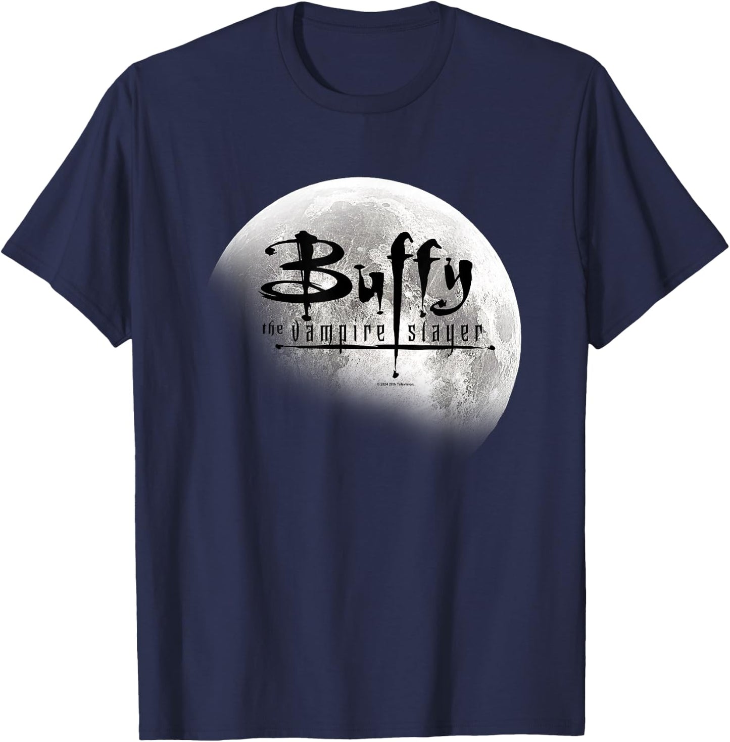 Buffy The Vampire Slayer Distressed Full Moon Title Logo T-Shirt - T-Shirt | Navy