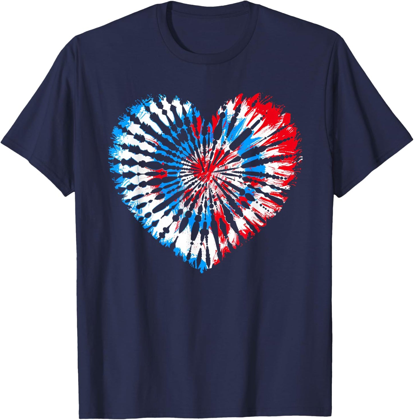 4th July Heart Tie Dye American USA Flag Boys Girls T-Shirt - T-Shirt | Navy