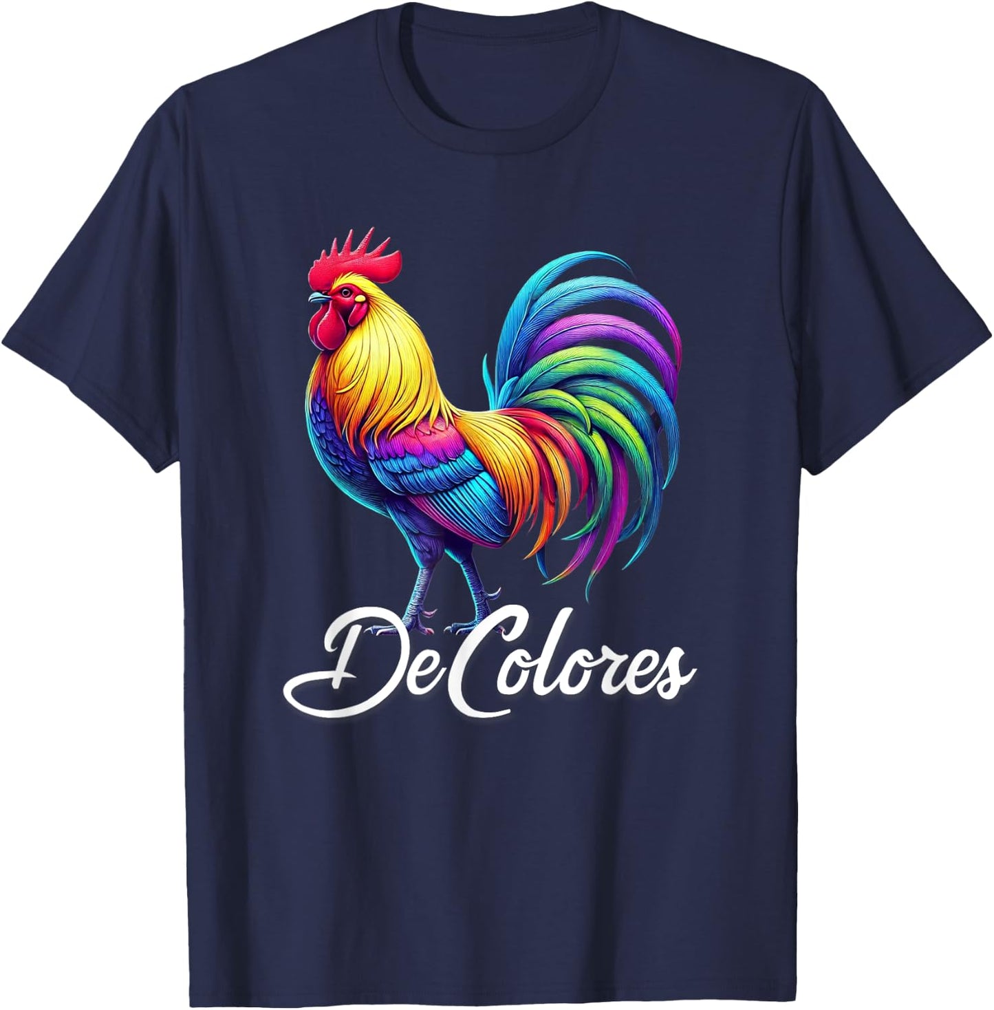 DeColores Cursillo Rainbow Rooster Catholic T-Shirt - T-Shirt | Navy