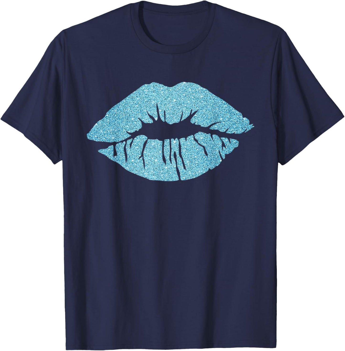 Women's Kiss Lips Blue Lips Blue Lipstick Blue Kiss T-Shirt - T-Shirt | Navy