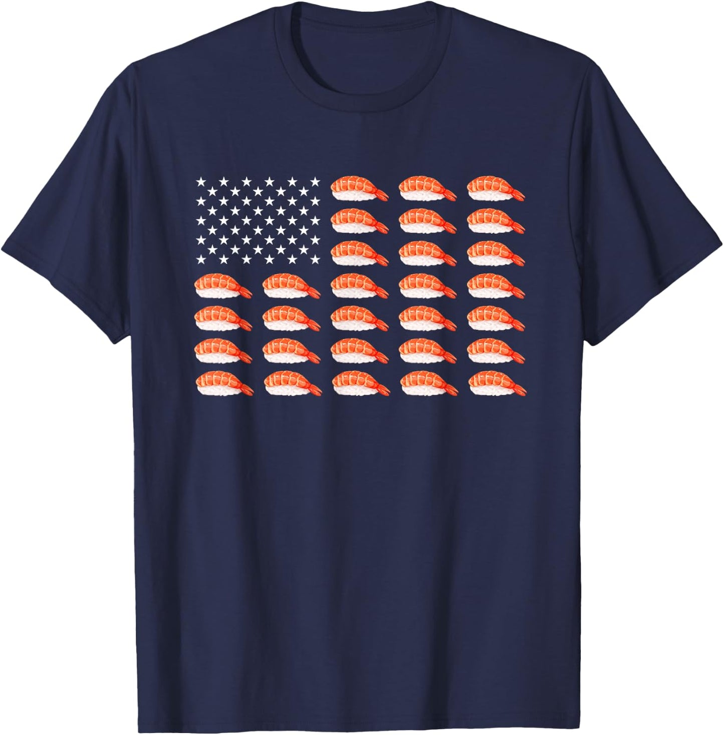 Sushi USA Flag Japanese Funny American Flag Kawaii Anime T-Shirt - T-Shirt | Navy