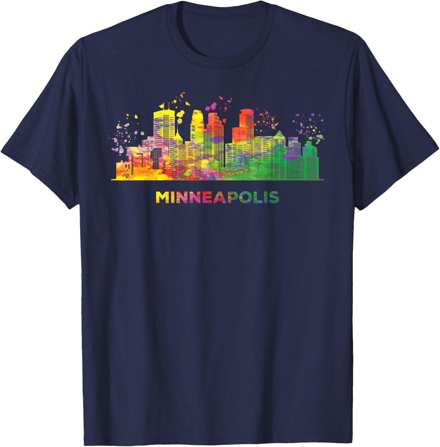Minneapolitan Skyline Colorful Cityscape Minneapolis T-Shirt - T-Shirt | Navy