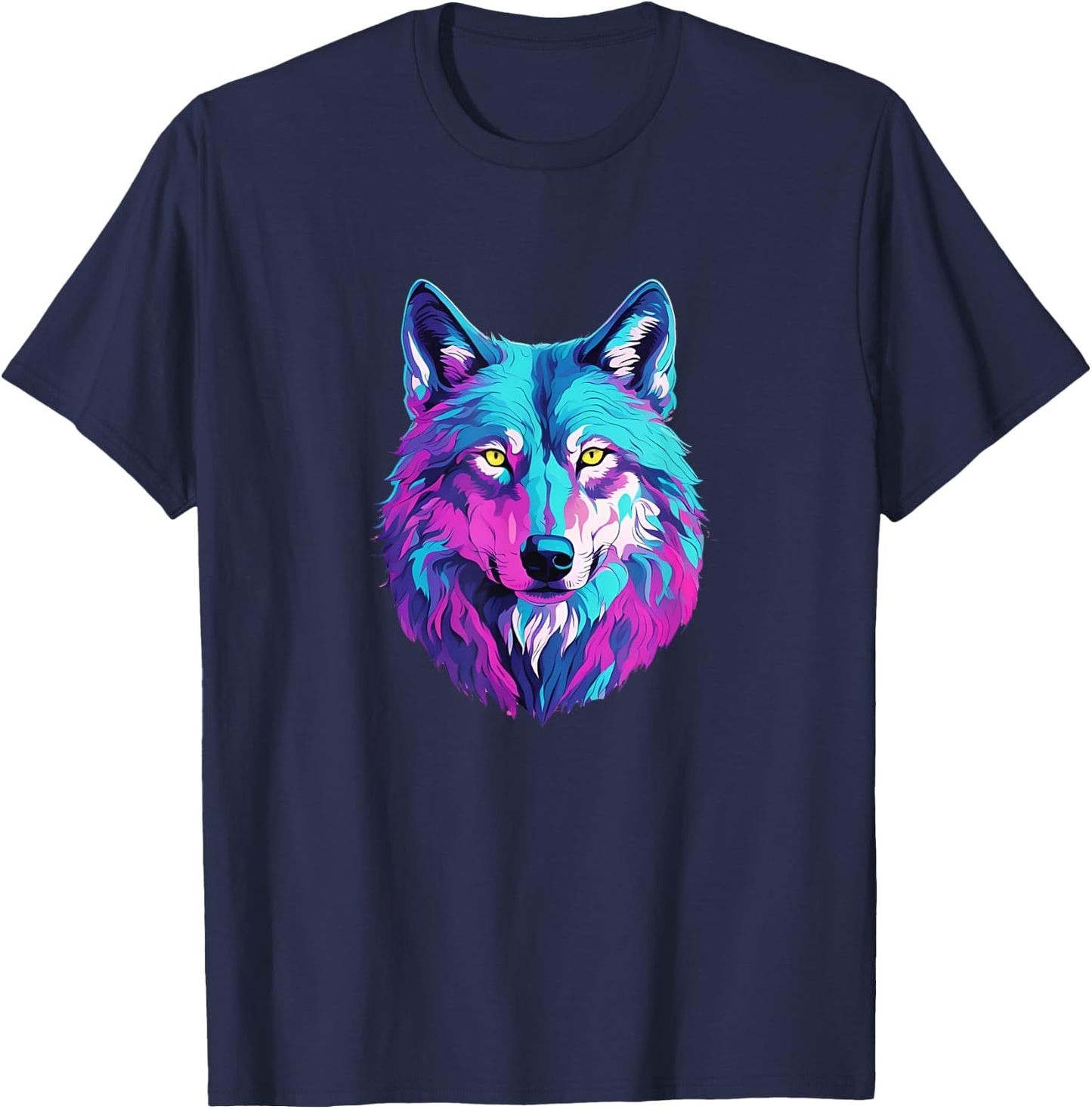 Vibrant Multicolored Wolf T-Shirt - T-Shirt | Navy