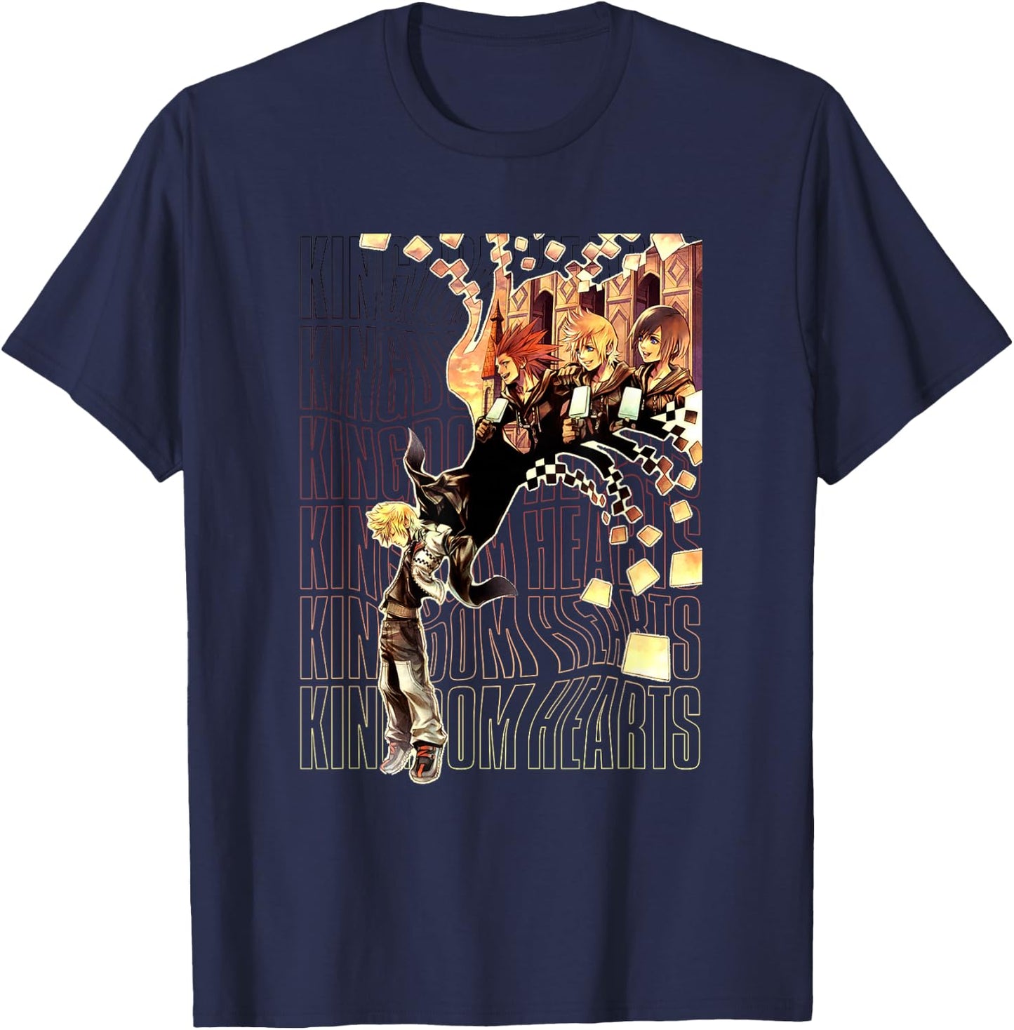 Disney Kingdom Hearts Sora Ice Cream Memory Chest Portrait T-Shirt - T-Shirt | Navy