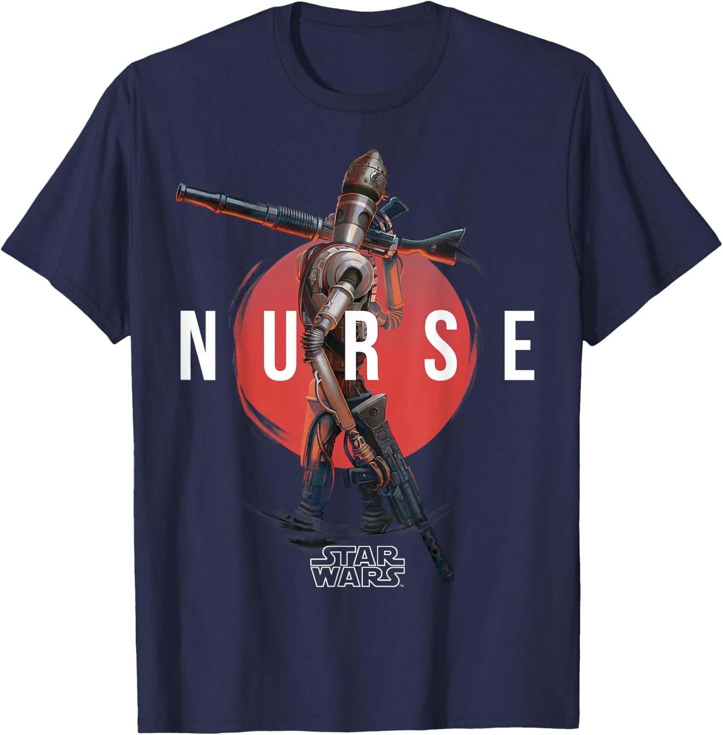 Star Wars The Mandalorian IG-11 Nurse Droid Red Sun Portrait T-Shirt - T-Shirt | Navy