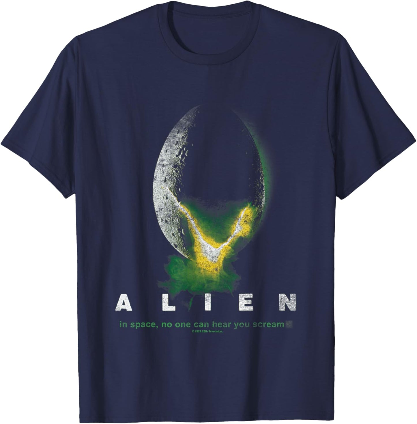 Aliens In Space No One Can Hear You Scream Distressed Logo T-Shirt - T-Shirt | Navy