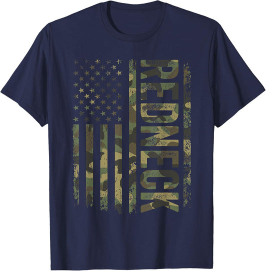 Redneck Army Camouflage American Flag Desert Camo T-Shirt - T-Shirt | Navy