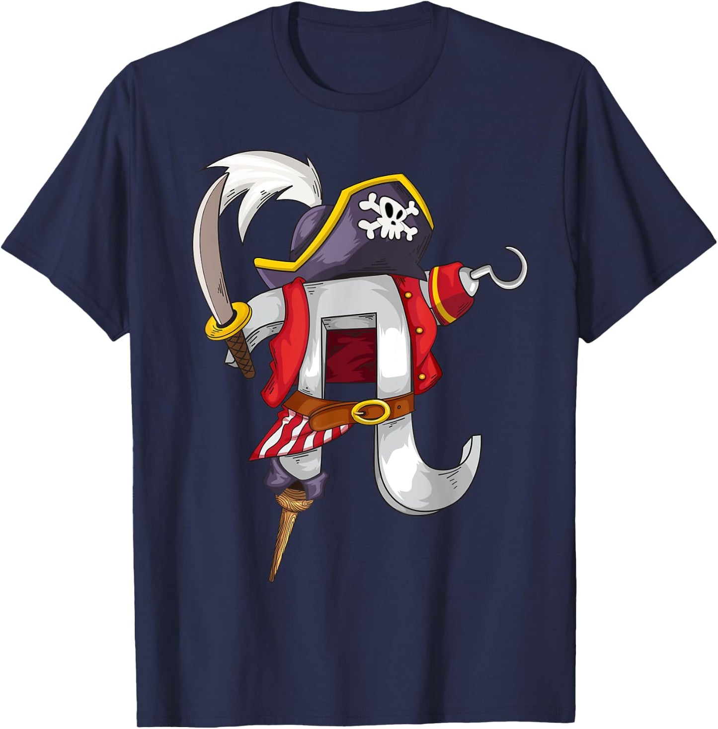 Pi Pirate | Cool Pi Mathematics Lovers Funny Math Gift T-Shirt - T-Shirt | Navy