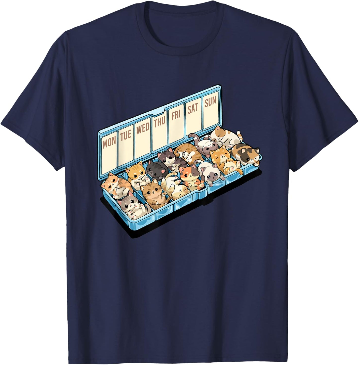Cats Happiness Medicine Cute Cat Lovers Design Men Women Kids T-Shirt - T-Shirt | Navy