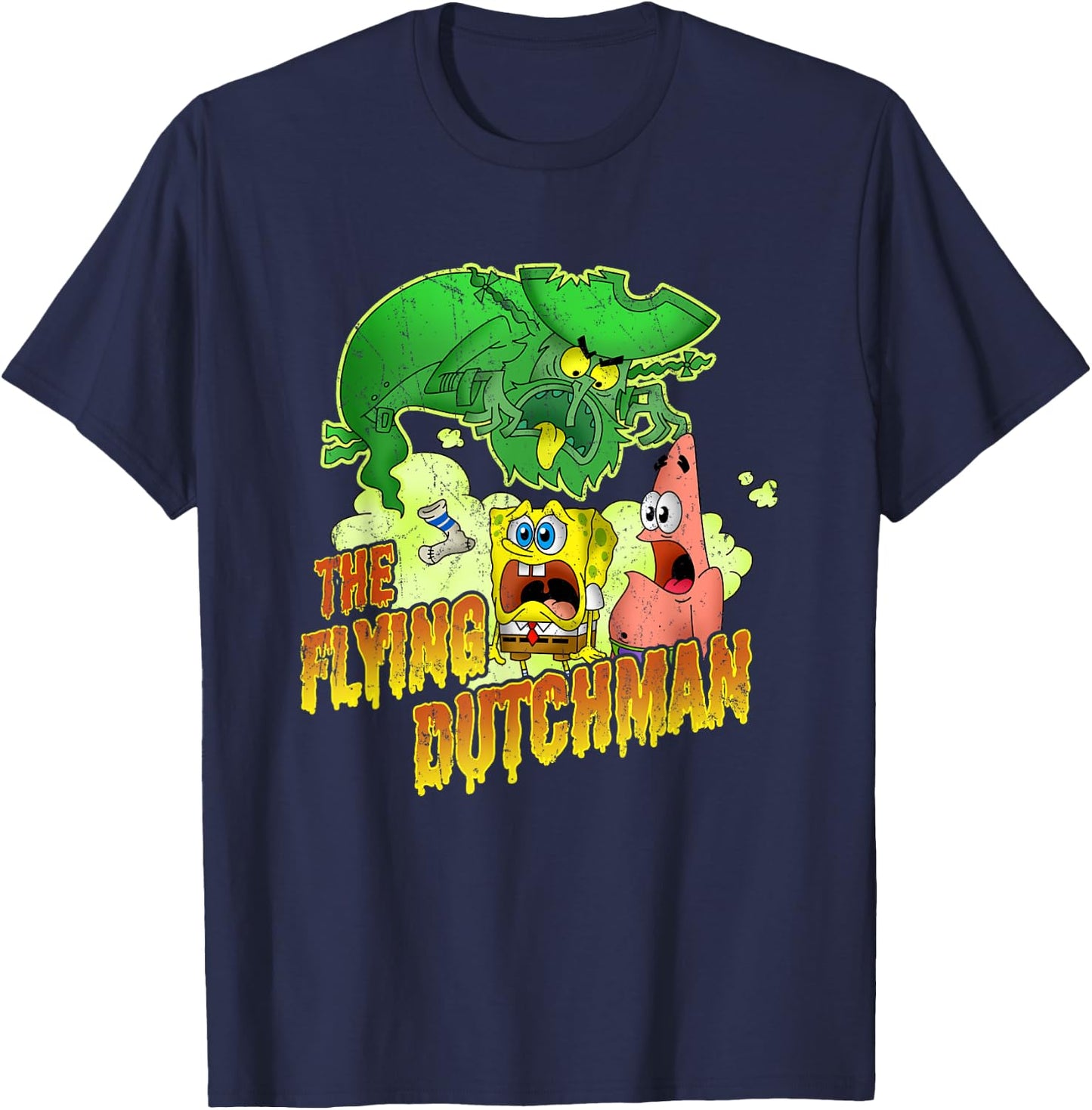 SpongeBob SquarePants The Flying Dutchman Distressed T-Shirt - T-Shirt | Navy