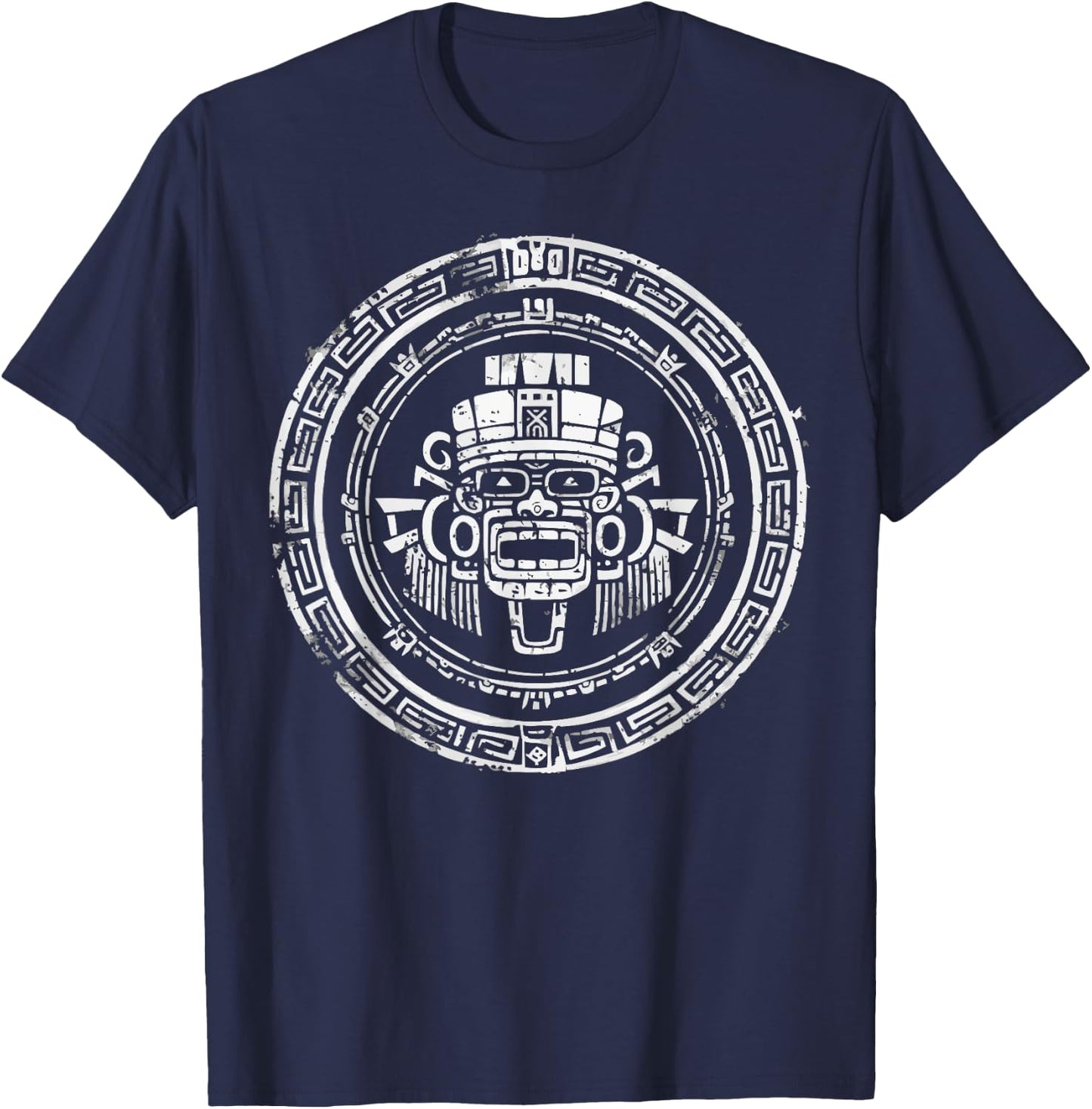 Aztec God Aztec Culture Mayan Indigenous Tlaloc Statue T-Shirt - T-Shirt | Navy